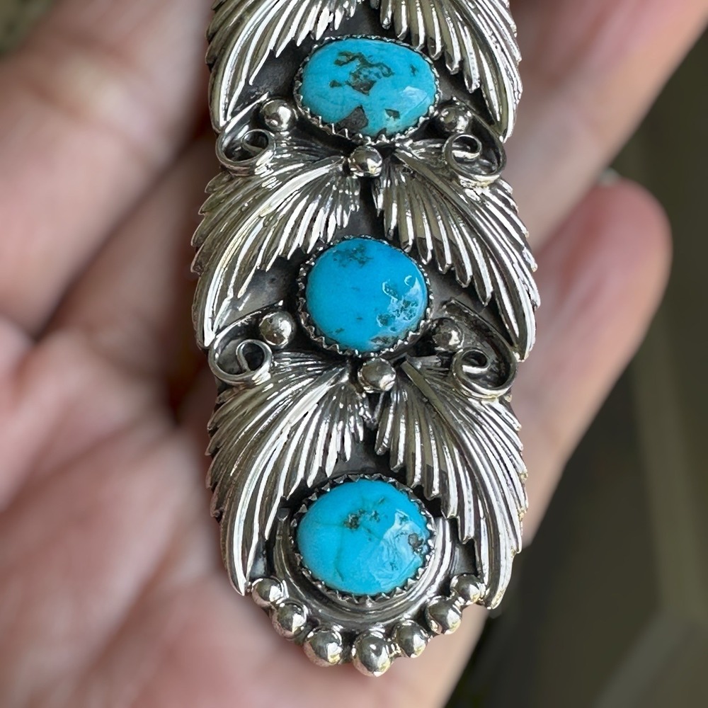 Vintage Running Bear RB Navajo Pendant 3.5 Inch Turqu… - Gem